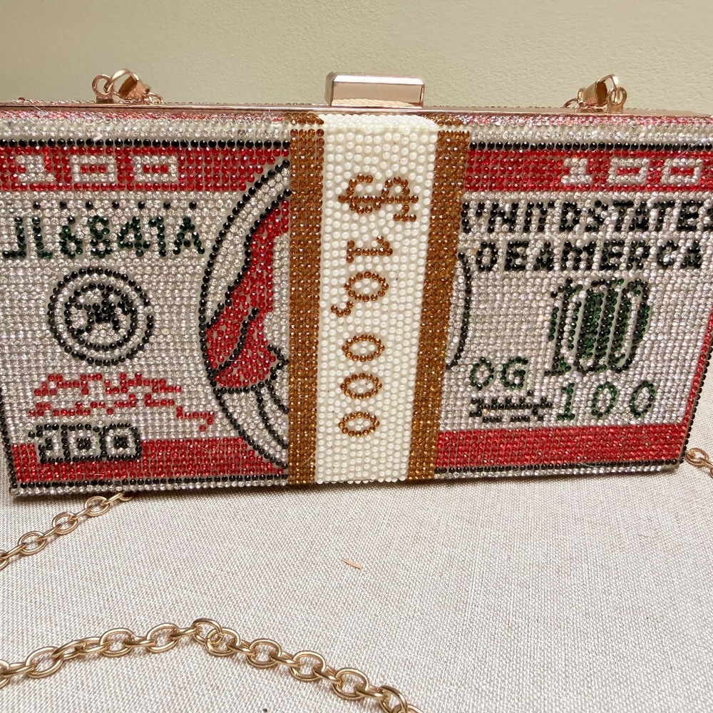 $10,000 Moneybag Rhinestone Bling Purse